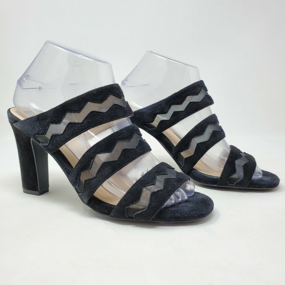 Cole Haan Womens Emilia Black Suede Heel Sandals